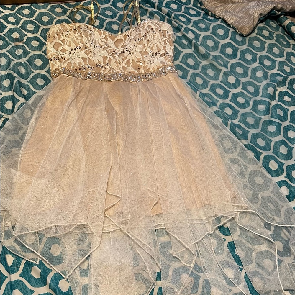 Speechless Cream Dress with Silver Details